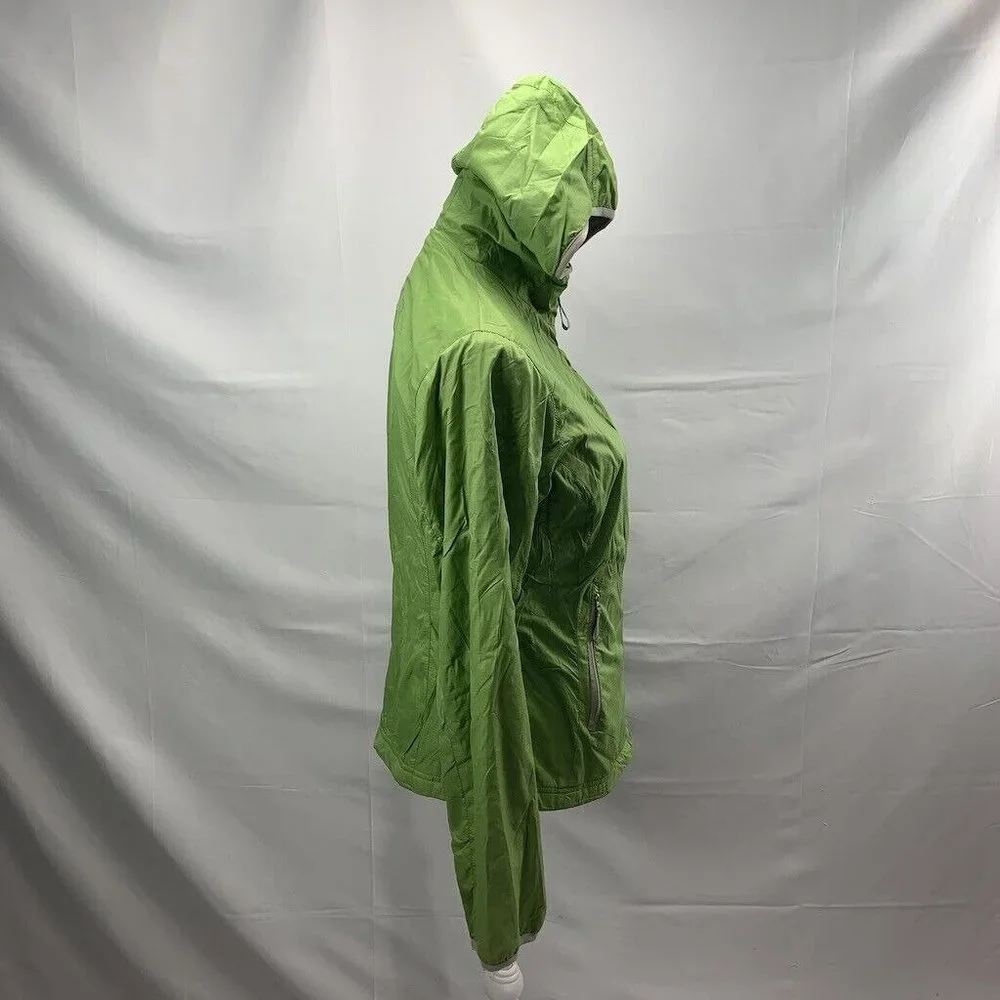 St. John’s Bay Green Nylon Jacket Coat Plush Fuzzy‎ Lining Zip Up Hooded S